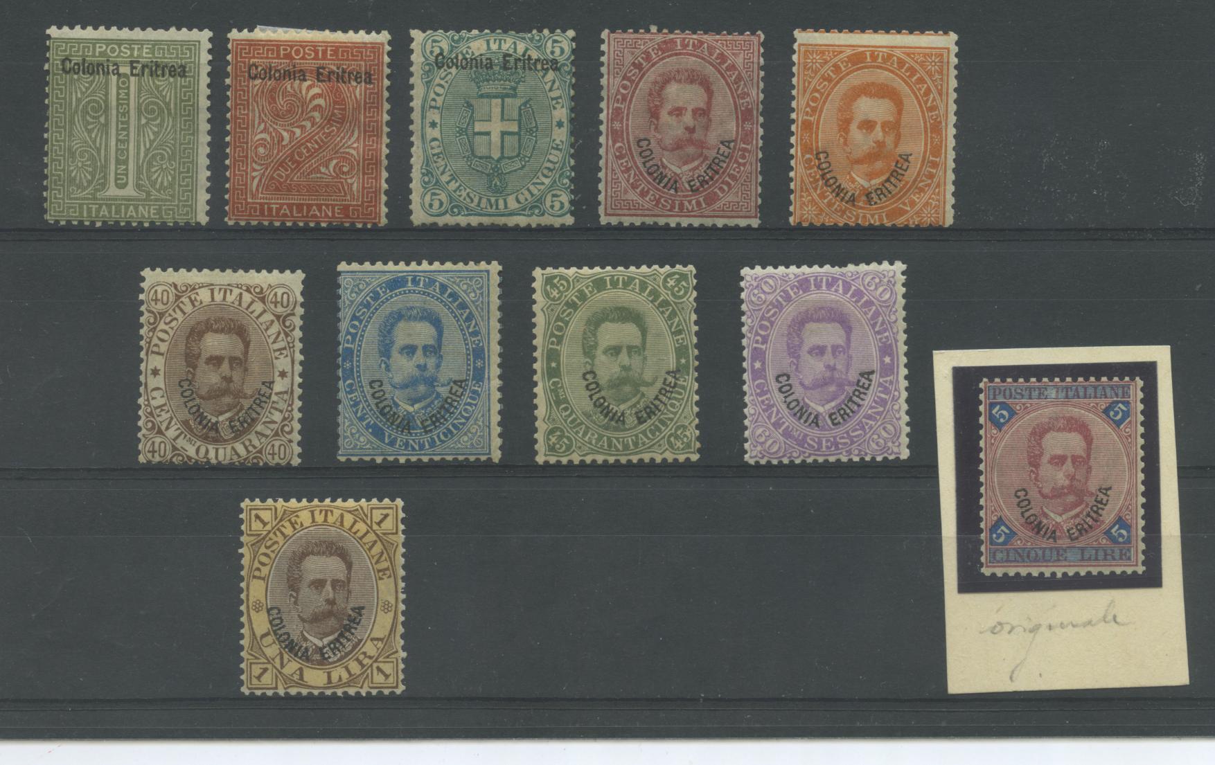 Scansione lotto: COLONIE ERITREA 1893 SOVR. 11V. *