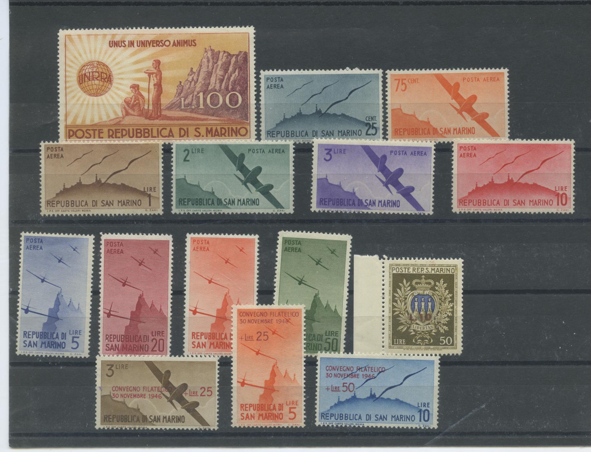 Scansione lotto: SAN MARINO 1946 ANNATA CPL. E P.A. 15V. ** LUSSO