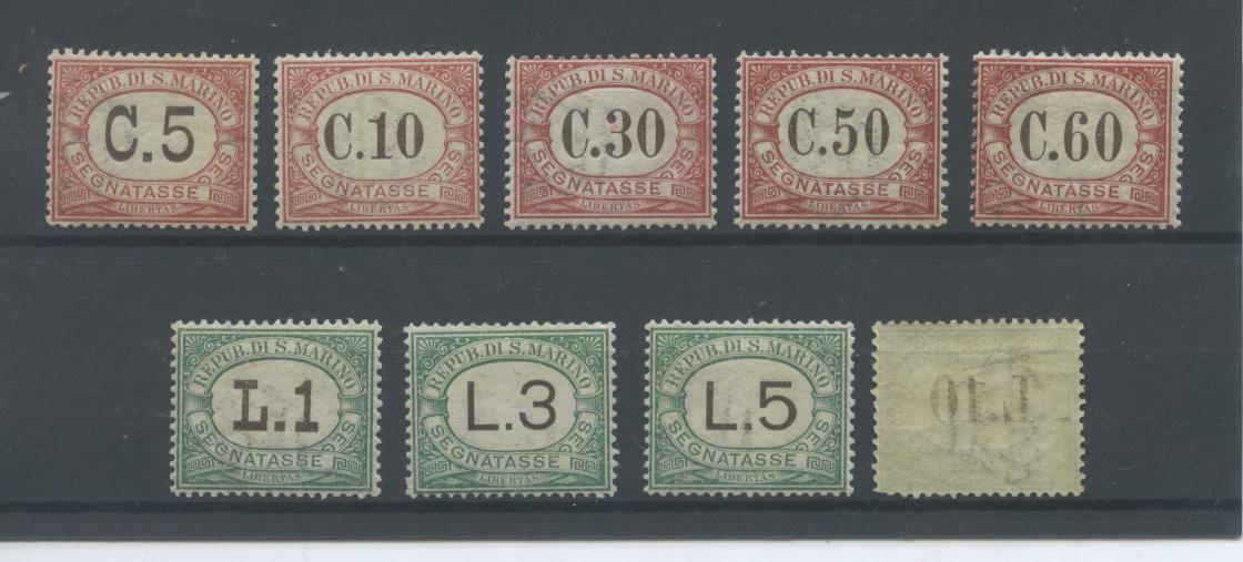 Scansione lotto: SAN MARINO 1924 TASSE RARA 9V. 2 ** LUSSO CERT.