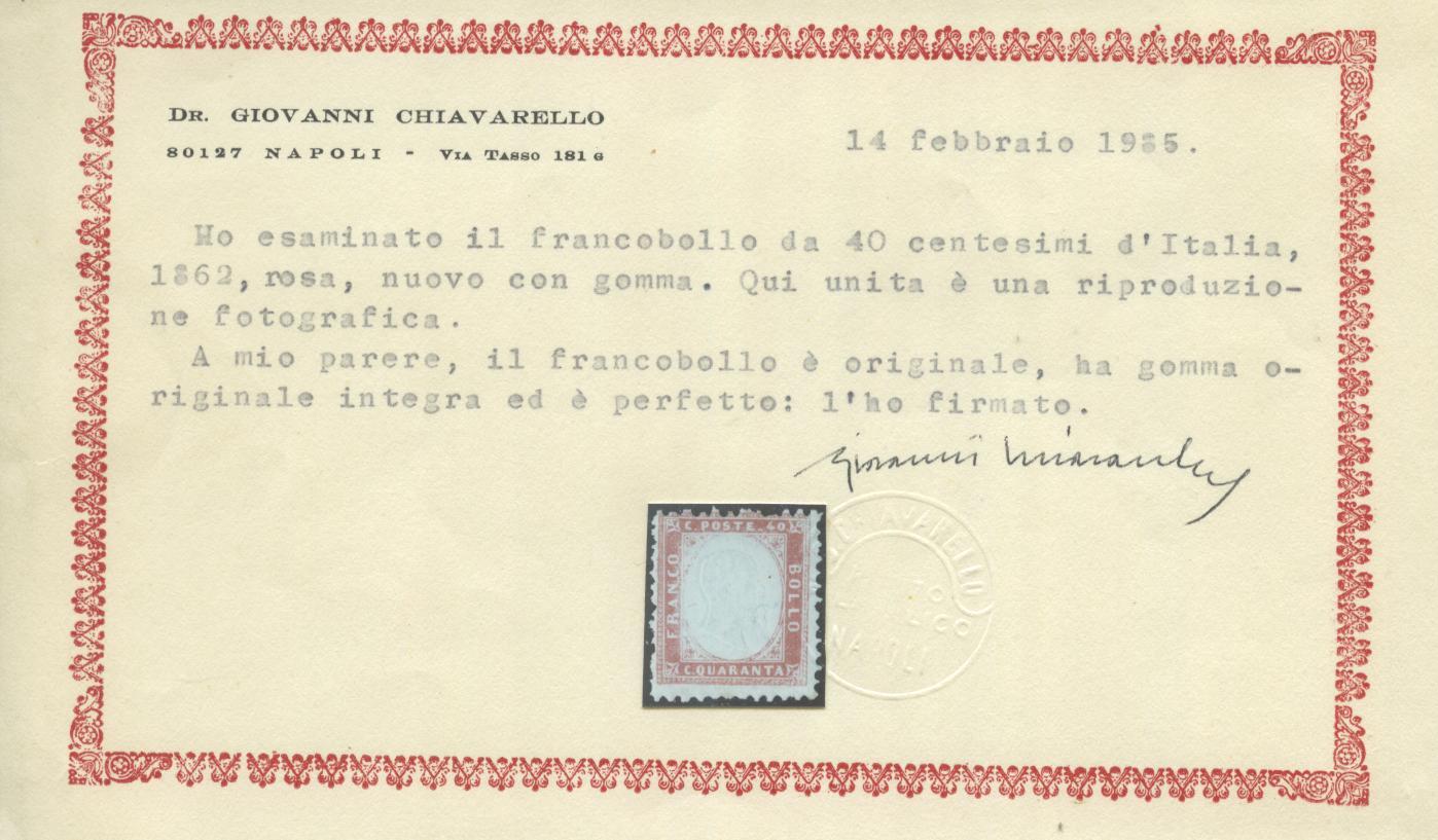 Scansione lotto: REGNO 1862 20C. 40C. 80C. **  CERT.