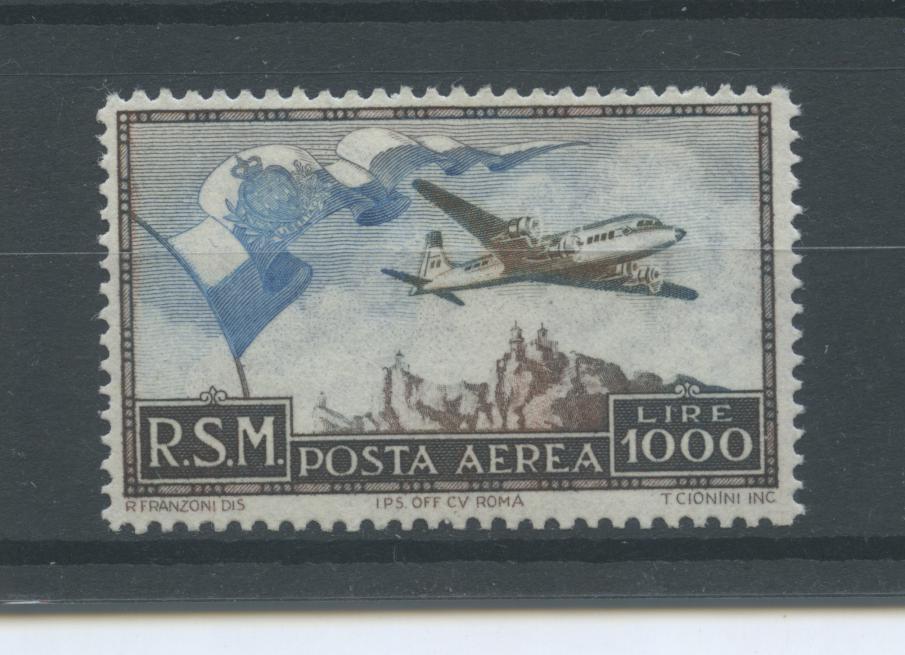 Scansione lotto: SAN MARINO 1951 POSTA AEREA L.1000 4 **  CERT.