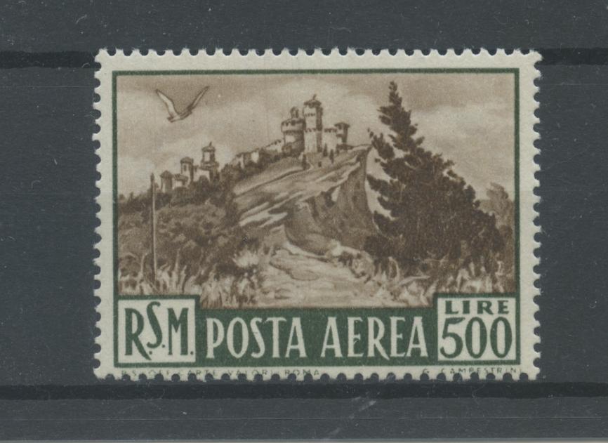 Scansione lotto: SAN MARINO 1951 POSTA AEREA L.500 4 ** CENTRATO