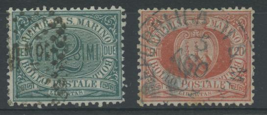 Scansione lotto: SAN MARINO 1877 2C. E 20C. US.