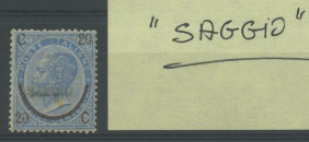 REGNO 1865 20C. SU 15C. III TIPO SAGGIO SG CERT.